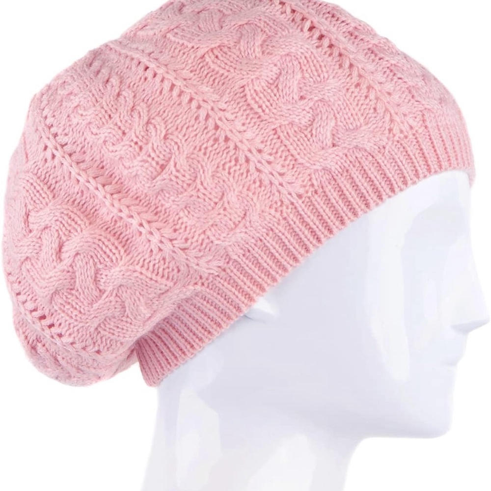 Pink Soft Beanie, Chic, and Lightweight Crochet Knitted Style Beani… - Picture 6 of 6